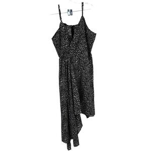 Nasty Gal Collection Black White Speckled Print Asymmetrical Midi Dress Size 16